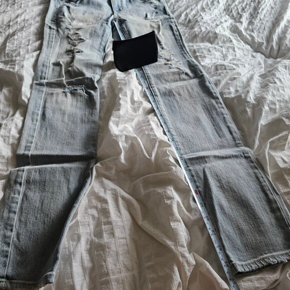 American Eagle Distressed Ripped Skinny Stretch Jeans - 2013 - Light Wash - Sz 0 - Picture 14 of 16